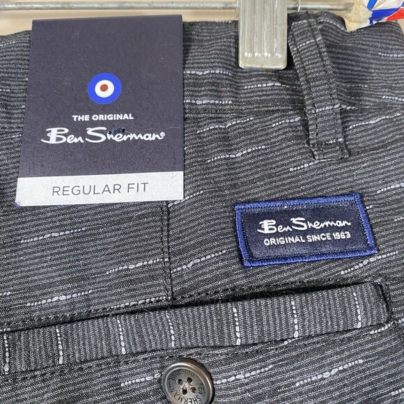 Ben Sherman Shorts Black Stretch Cotton Regular Fit Size 32  8” NWT  Chino - Picture 5 of 8